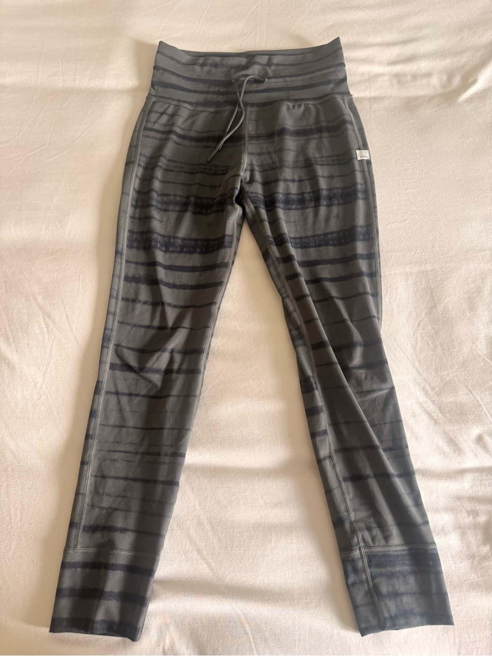 Vuori Gray Striped Performance Leggings